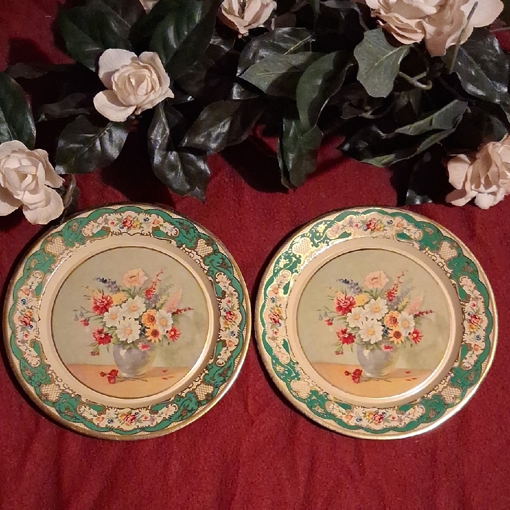 Vintage Daher 8" Decorative Tin Plates Made In Holland